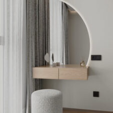 ραφάκια με καθρέφτη σε μικρή κάμαρα απο Woodline Saliveros