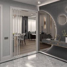 γκρί επένδυση τοίχου σε είσοδο