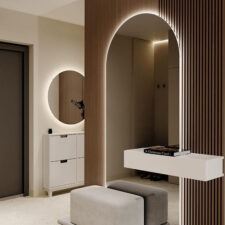 έπιπλο εισόδου με οβάλ καθρέφτη