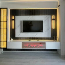 ακούστικ πάνελ με έπιπλο τοίχου