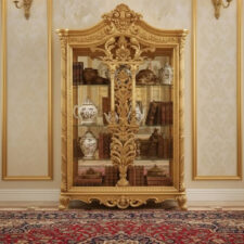Κλασική βιτρίνα επίπλων Woodline με antique αισθητική