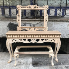 Σέτ Κονσόλα από φυσικό ξύλο με antique φινίρισμα και ασορτί καθρέπτη