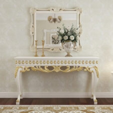 Ξύλινη κονσόλα σε κλασικό στυλ με σκαλιστές λεπτομέρειες