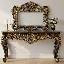 ξύλινη κονσόλα με σκαλίσματα