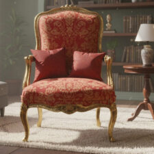 πολυθρόνα με φλοράλ σκάλισμα