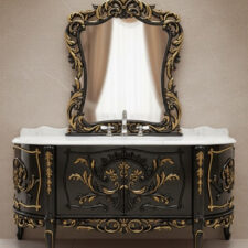 ξύλινο έπιπλο για μπανιο με σκαλίσματα